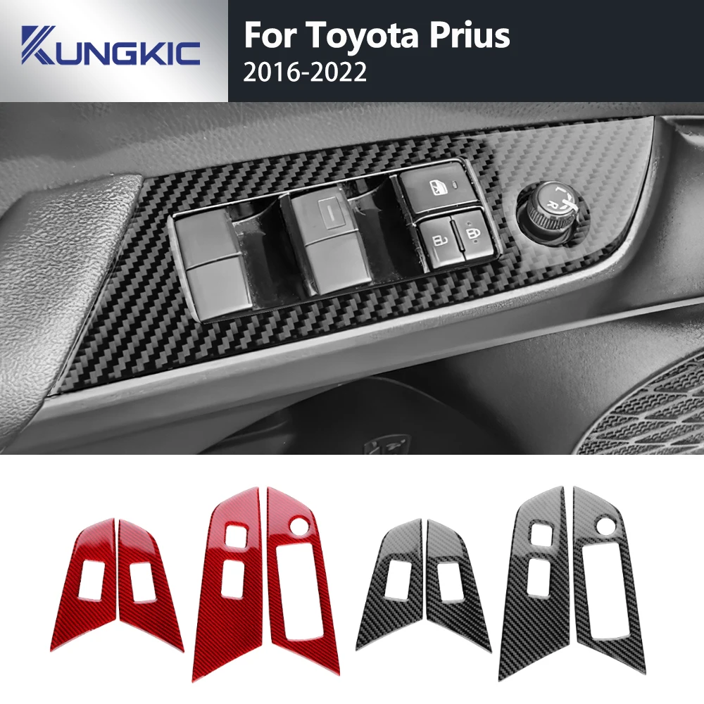 

For Toyota Prius 2016 2017 2018 2019 2020 2021 2022 LHD RHD Car Window Lift Button Switch Panel Trim Real Soft Carbon Fiber