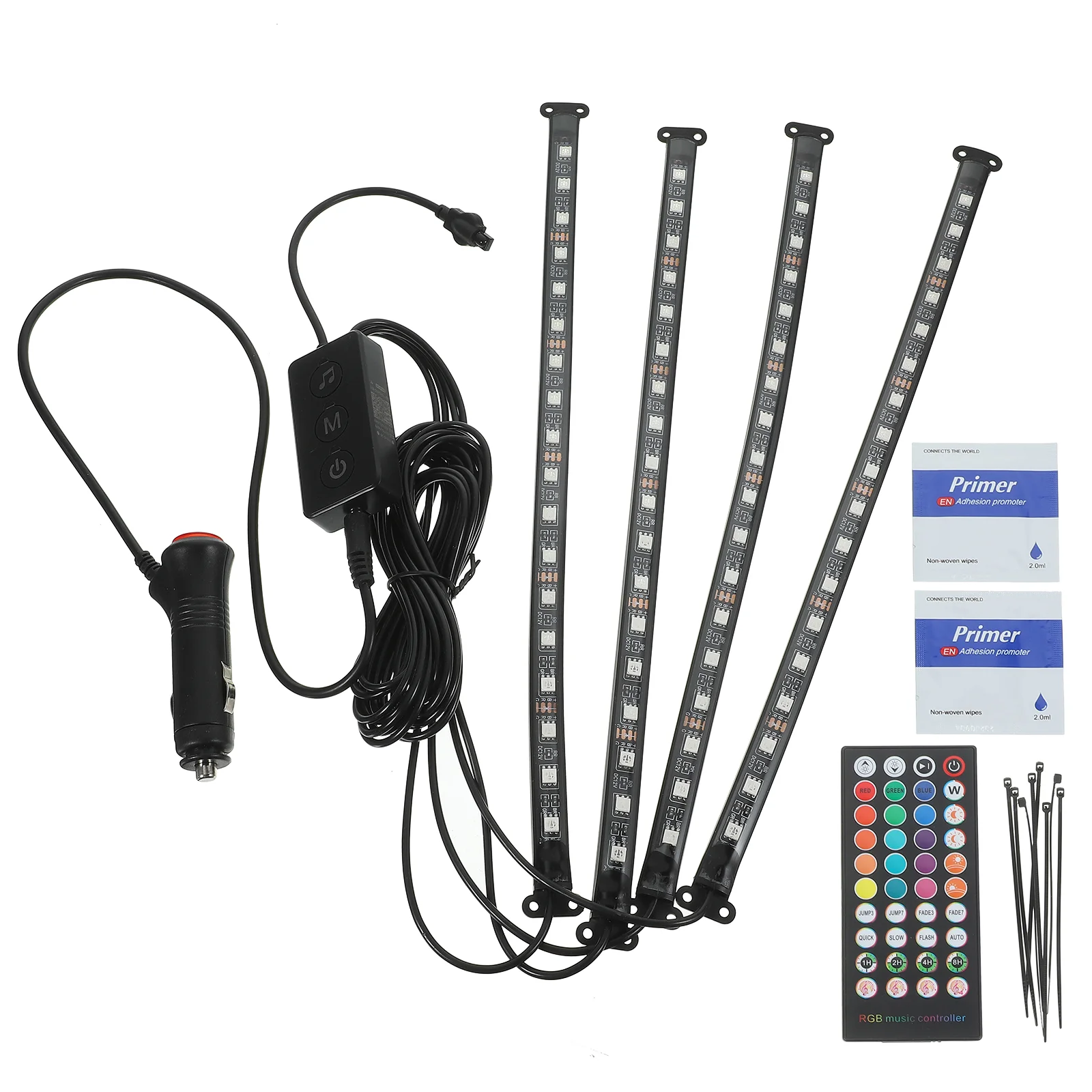 LED Car Interior Light Bar Remote Control App Adjustable-72led One to Four inside Decoration Lights Strip Accessories