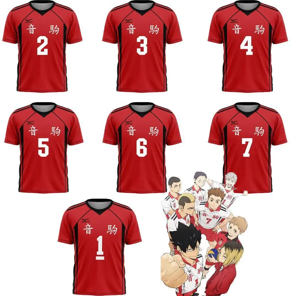 

Hot Selling Anime Volleyball Uniform Cat Demon High School Student Black Tail Tetsuro Small Claw Fist Demon Role Play T-shirt