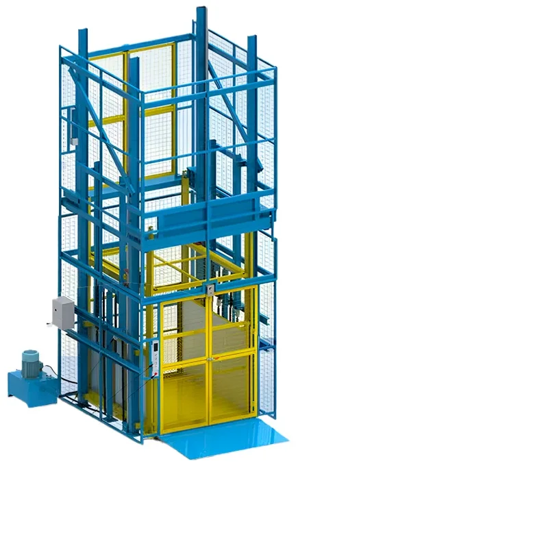 

Lifting platform freight elevator electric hydraulic guide rail type workshop warehouse double track 2 tons 5 tons anti-fall