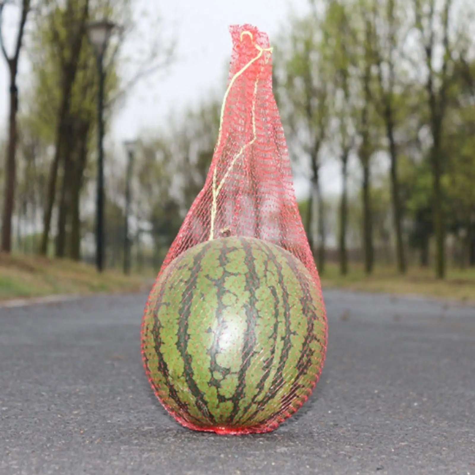 100pcs Hanging Watermelon Mesh Bag Reusable Fruit Storage Net Bag Drawstring Cantaloupes Mesh NetMelon Hammocks Cradles