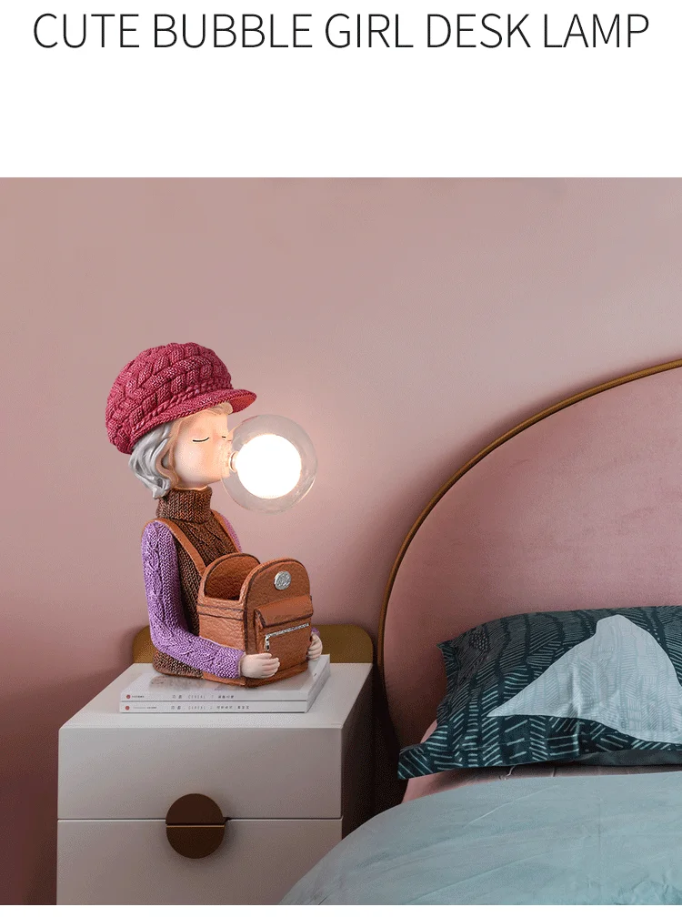 Niedliche Bubble Sweater Mädchen Tischlampe Augenschutz Schreibtischlampe Nordische Kreative Nachttischlampe Kinderzimmer Schlafzimmer Studierzimmer Harz LED-Beleuchtung – Detail 2