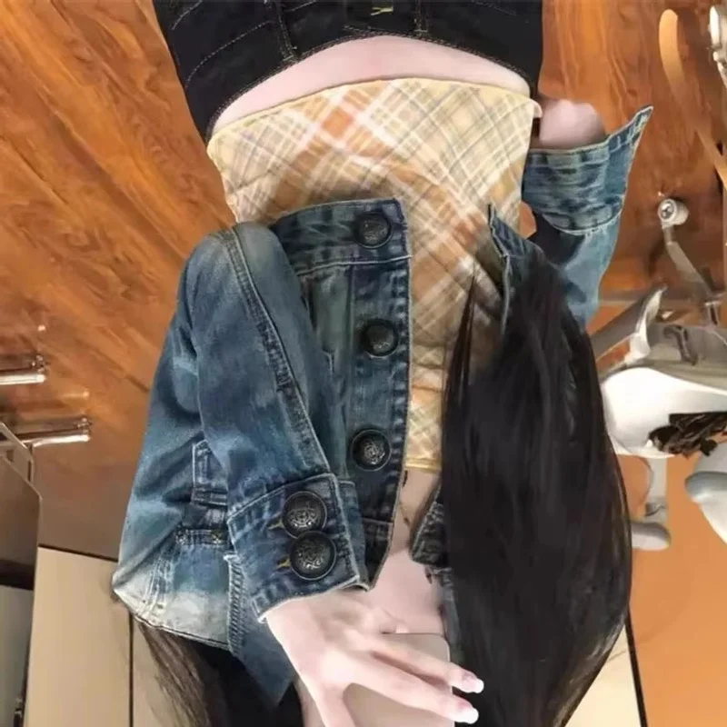 

Spring Female Casual Denim Jacket Retro Ladies Fashion Washed Long Sleeves Jeans Coat Autumn Women Short Cardigan Cowboy Outwear
