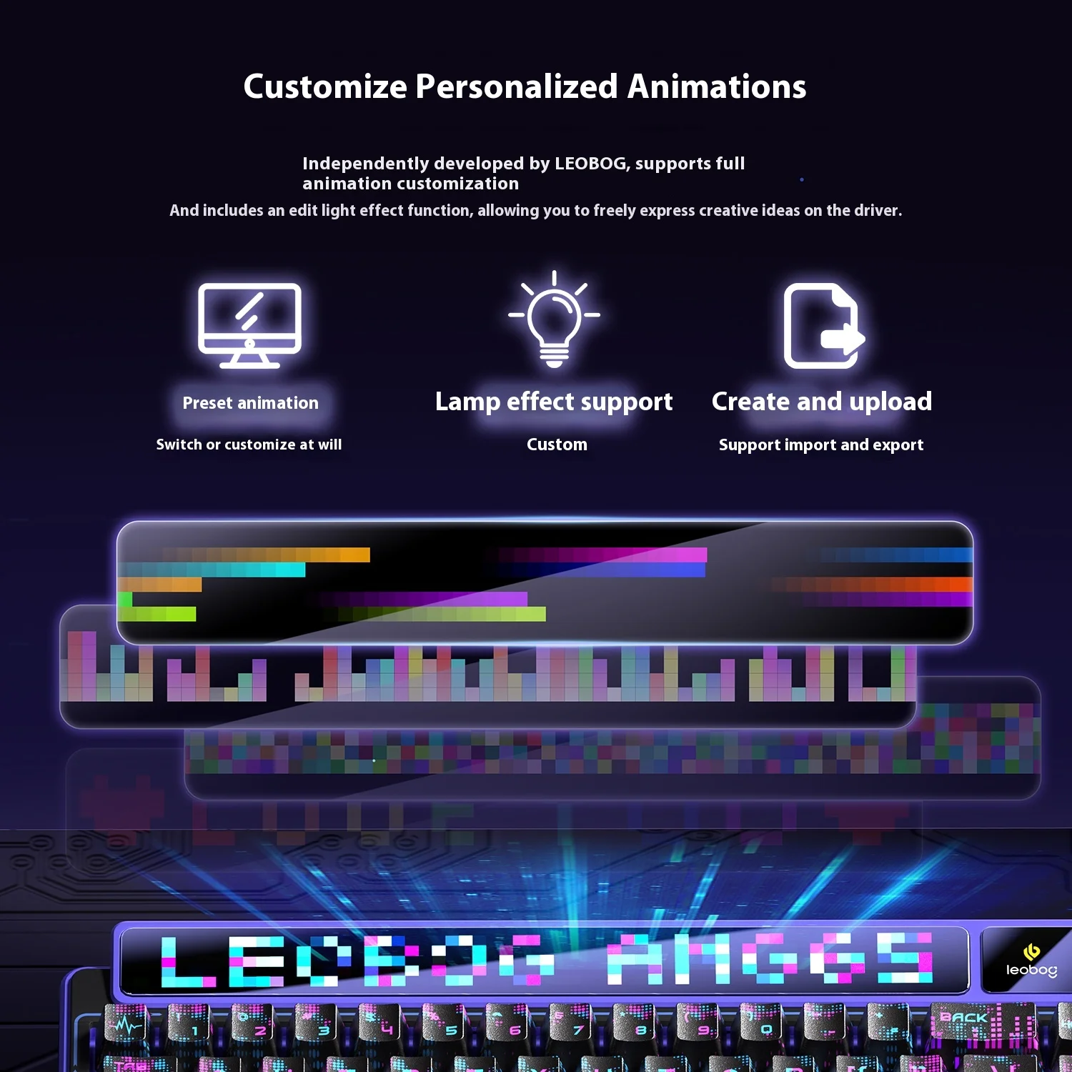 LEOBOG AMG65 لوحة المفاتيح الميكانيكية اللاسلكية ثلاثي الوضع LED شاشة ذكية مبادلة ساخنة 67 مفاتيح 8000mAh PC Esports لوحات مفاتيح الألعاب المحمول
