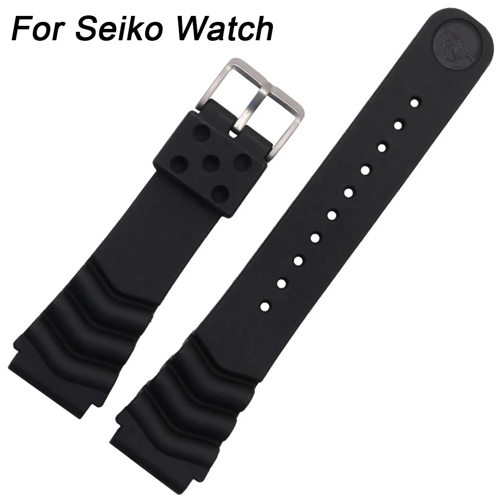 18mm 20mm 22mm Sport Silicone Watchband For Seiko Watch Strap Black Men Waterproof Diving Rubber Wrist Band Bracelet Accessories