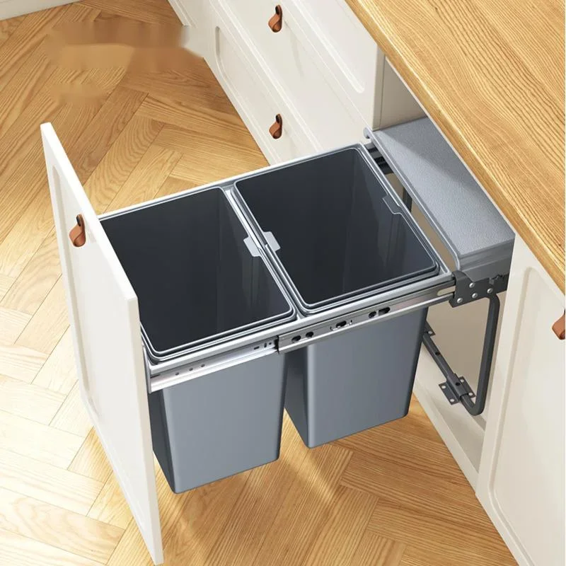 

Kitchen Embedded Trash Bin Cabinet Classification Garbage Bin Home With Cover Pull Basket Hidden Cleaning Bucket