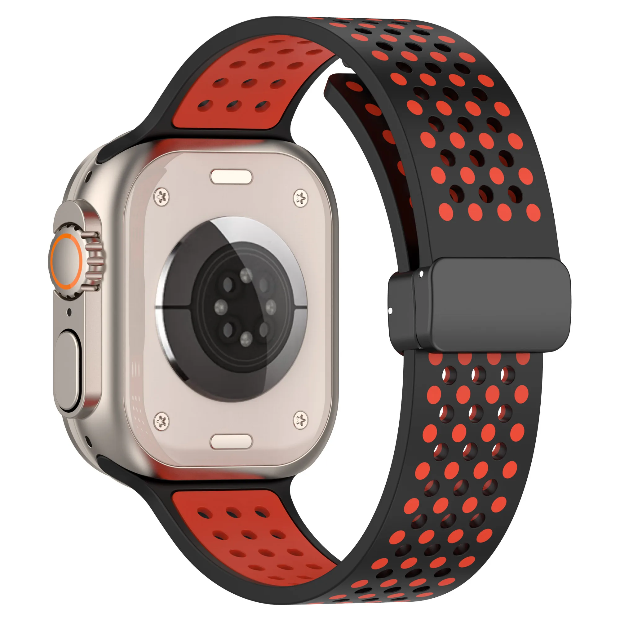 

Silicone Watch Bands for Apple Watch Series 10 42mm / 9 8 7 41mm / SE (2023) SE (2022) SE 6 5 4 40mm / 3 2 1 38mm Dual-Color Mag