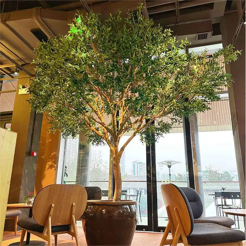 Simulated olive tree large-scale ground-to-ground green plants indoor and outdoor landscape Northern Europe