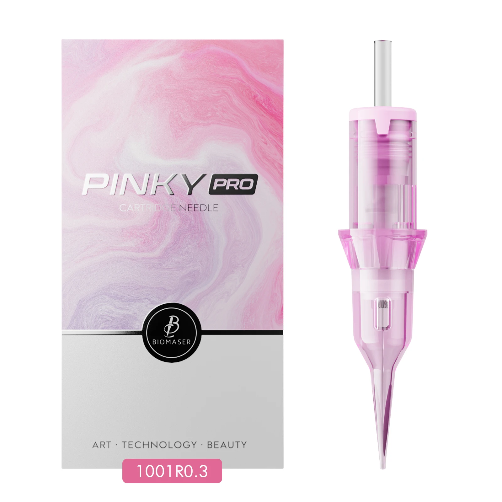 

Biomaser 10pcs Disposable Sterile Pink Tattoo Cartridge Needles Round Liner 1R 0.35MM Permanent Makeup Art Tattooing Accessories