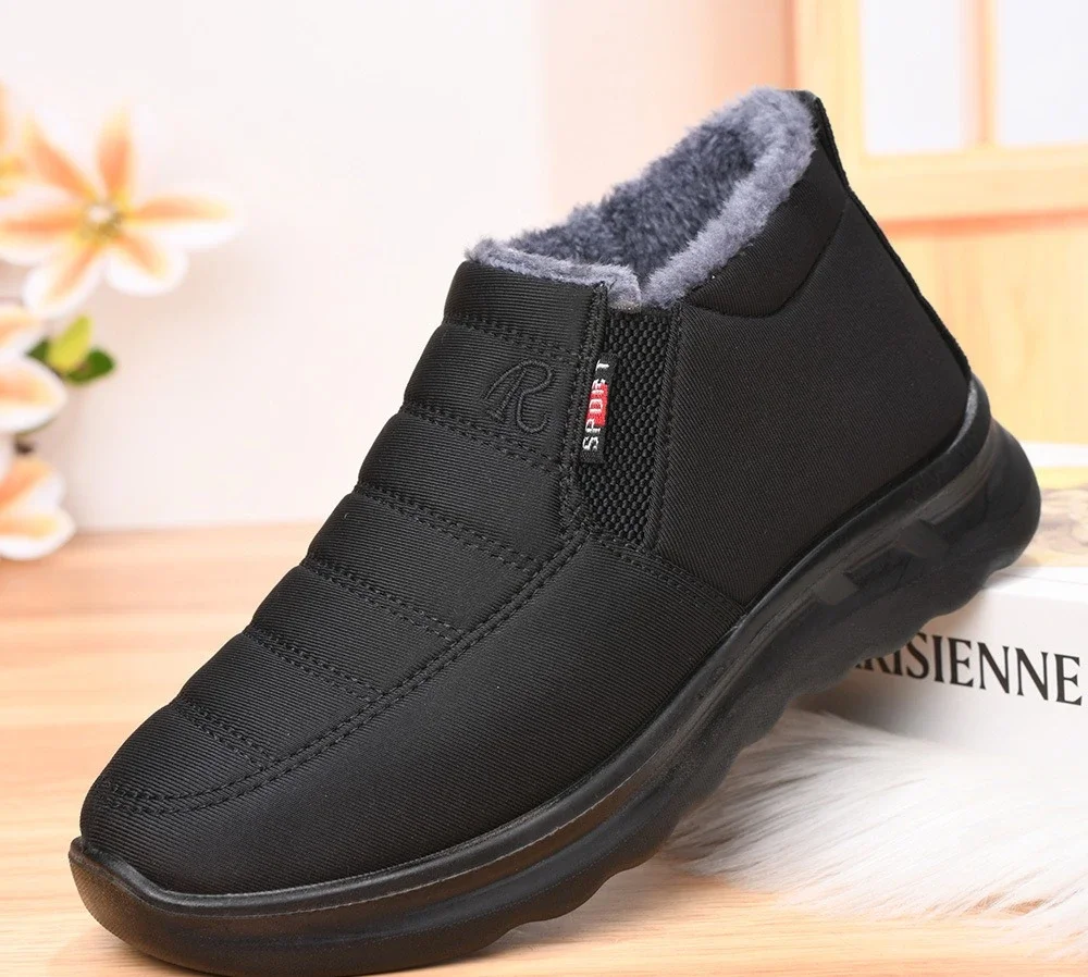Damen-Winterstiefel zum einfachen Anziehen, wasserdicht, mit dickem Fleece-Futter, rutschfest, warm, knöchelhohe Stiefeletten, ideal für ältere Damen, Mütter, zum Spazierengehen im Freien. – Detail 3