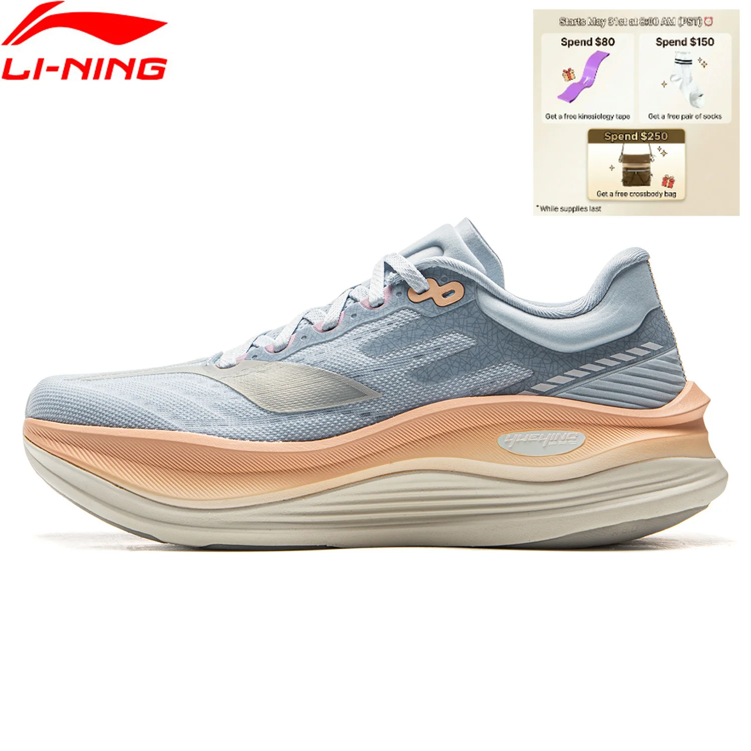 Li-Ning Women's YUEYING 5 PRO Optimized Cushion Running Shoes with Wide Toe Box SUPER BOOM Reflective LiNing Sneakers ARHV014