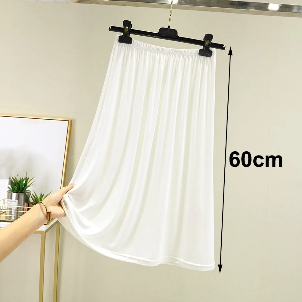 

Fashion High Waist Underskirt Anti-glare Elastic Petticoat Pure Color Anti-Penetrating Half Length Skirt for Women