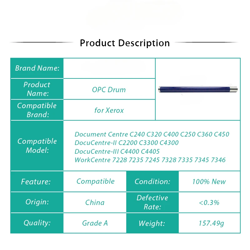 10X OPC กลองสําหรับ Xerox 7228 7235 7245 7328 7335 7345 7346 7700 7750 7760 C240 C320 C400 C250 C360 C450 C2200 C3300 C4300 C4400