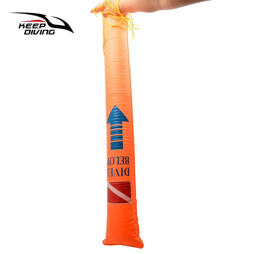 أنبوب إشارة غوص PVC صغير 1.4 متر قابل للطي وقابل للنفخ لسطح السجق الآمن (SMB) غواص أدناه