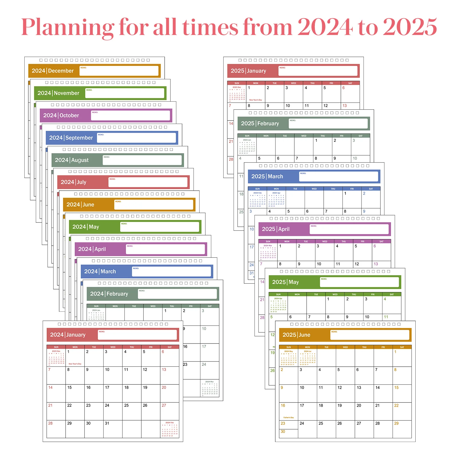 Kalender 2024 (roze) De Tafel Bureau Kleine Kalenders Maandelijkse Planner Huishoudelijk Kantoor