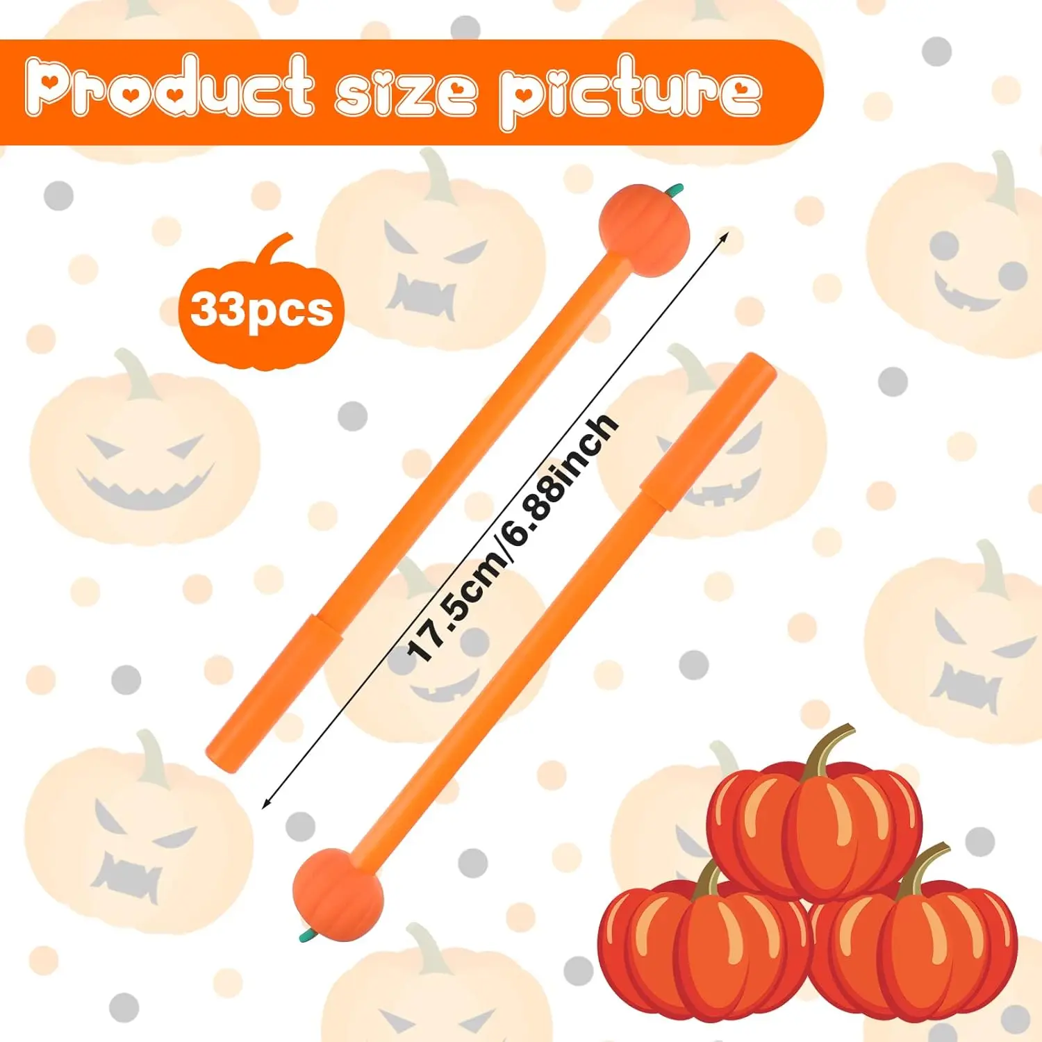 24 Pcs Halloween Pumpkin Gel Ink Pens 0.5 Mm Orange Pumpkin Pens Cute Writing Tools Party Favor Gifts Office Supplies