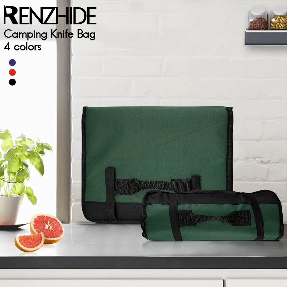 RZD Bolsa de rollo de cuchillos para Chefs, soporte de almacenamiento portátil para acampar profesional, utensilios de cocina, portador de cubiertos, ahorro de espacio, accesorio para el hogar