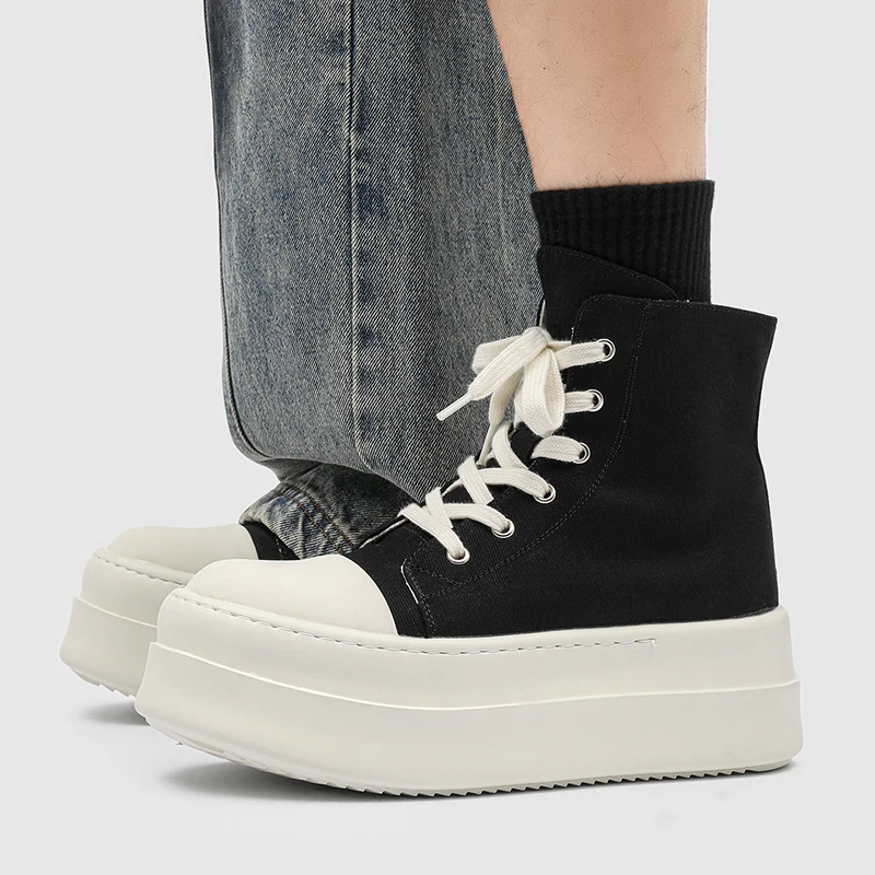 

Men Thick Soled Canvas Shoes Black Casual Sports Shoes Low Cut Classic Walking Shoes American Style Size 38-46 Men Shoes