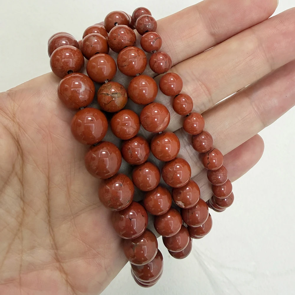 Natural Stone A Quality Red Jasper Round Loose Beads 15