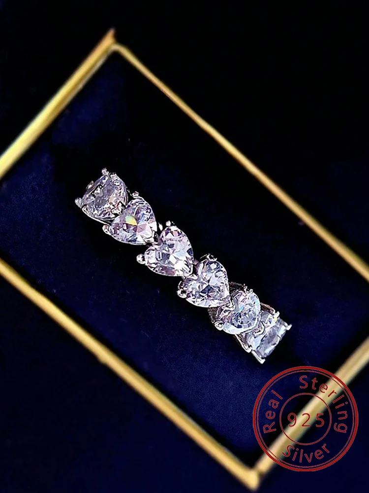 

925 Sterling Silver Classic Advanced Love Heart Zircon Shiny Ring For Women Anniversary Luxury High Quality Fine Jewelry