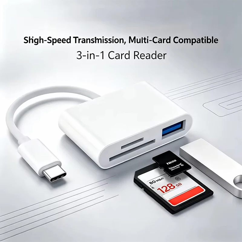 3-in-1 Type-C Adapter TF SD High-Speed Memory Card Reader OTG USB C USB 2.0 Connector for MacBook USB Type Adapter