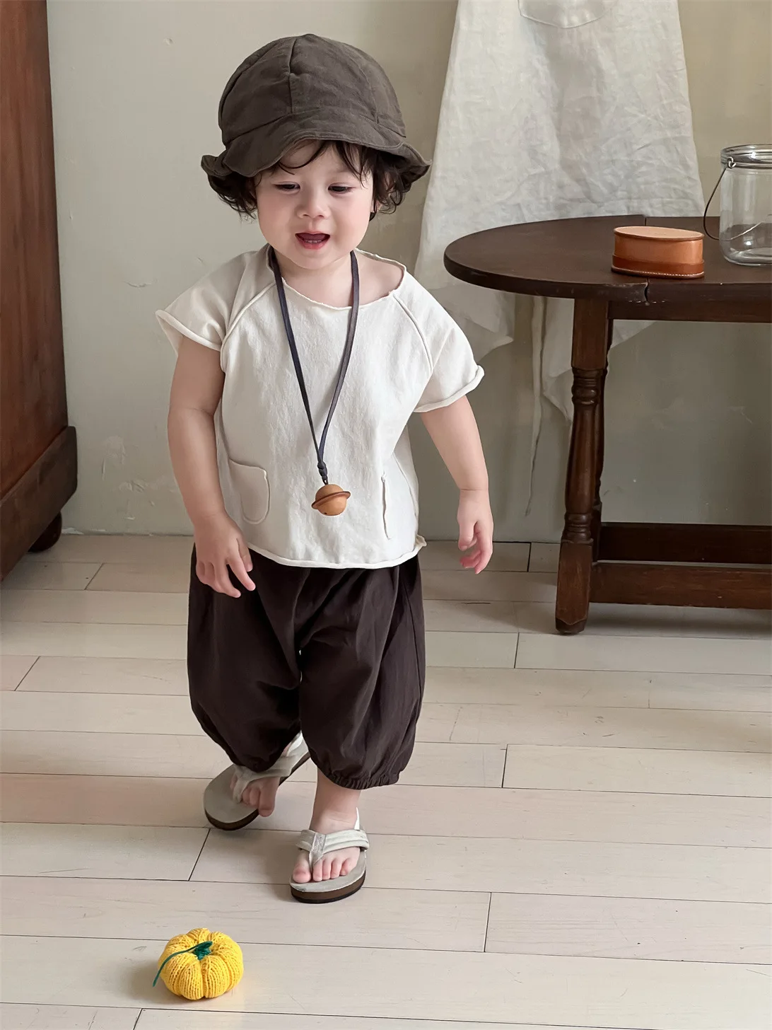 

2025 Summer New Baby Short Sleeve T Shirts Infant Boy Casual Pocket Tops Toddler Girl Cotton Tee Solid Children Clothes