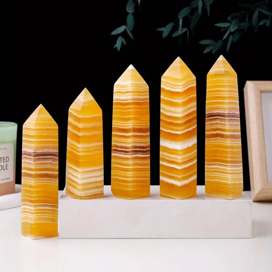 Yellow Calcite Tower, , Energy Crystal, For Home Decor, Office Bedroom House Decoration C491