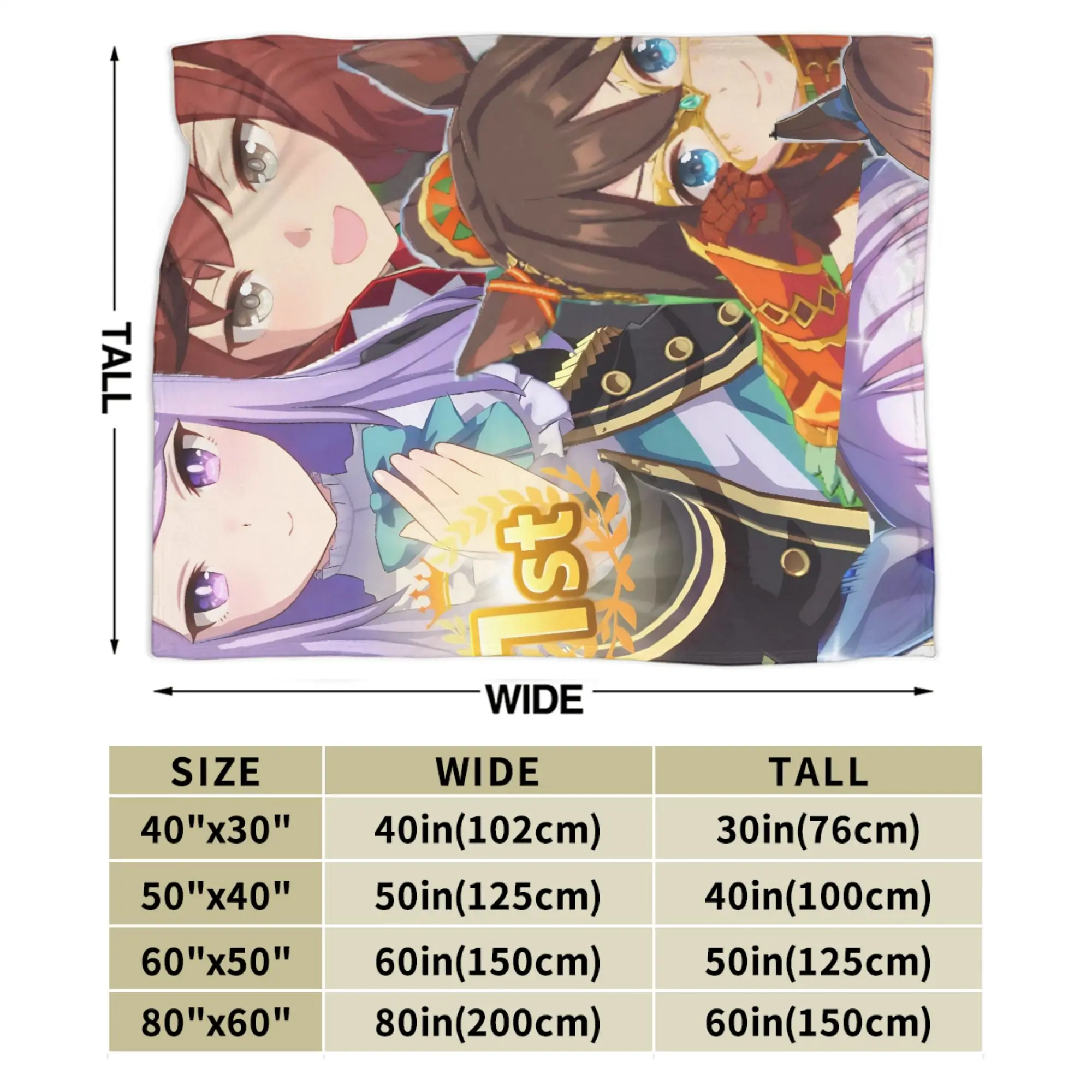 Umamusume جميلة ديربي أنيمي بطانية الترا لينة رمي البطانيات لغرفة المعيشة 50x60 بوصة متعددة الحجم رميات وبطانيات