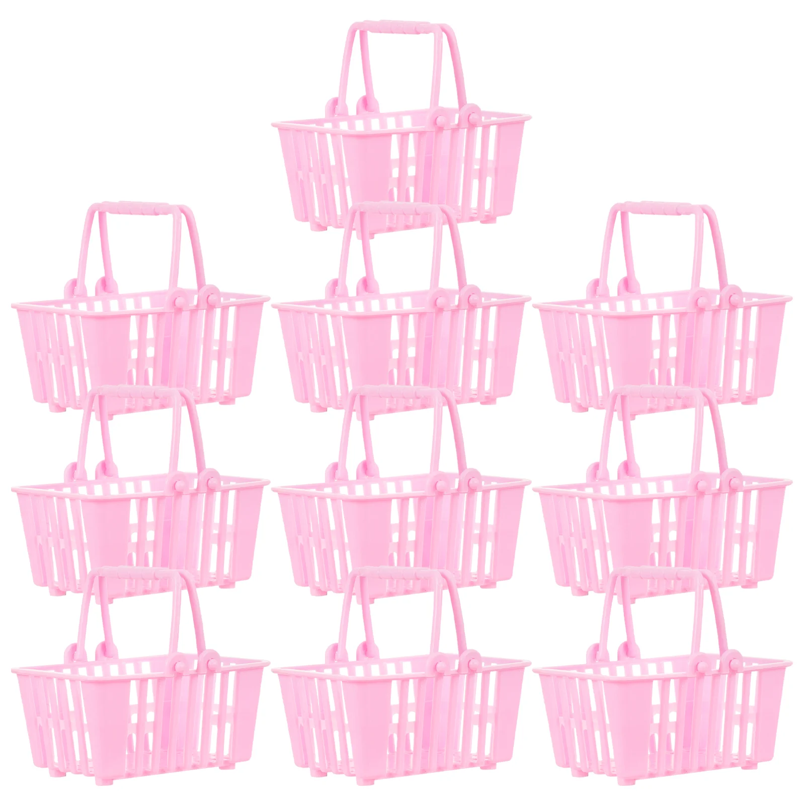 10 Pcs Toy Room Dollhouse Shopping Basket Storage Baskets Miniature Plastic with Handle