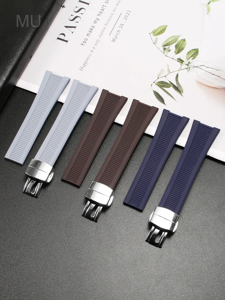Classic Black Gray 25x13mm Watch Strap for Patek Philippe Nautilus 5711 5712 5726 AntiAllergic Silicone Bracelet Watchband
