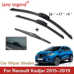 Brosses d'essuie-glace avant et arrière pour Renault Kadjar, accessoires de coupe, crochet en J, 2015, 2019, 2015, 2016, 2017, 2018, 2019