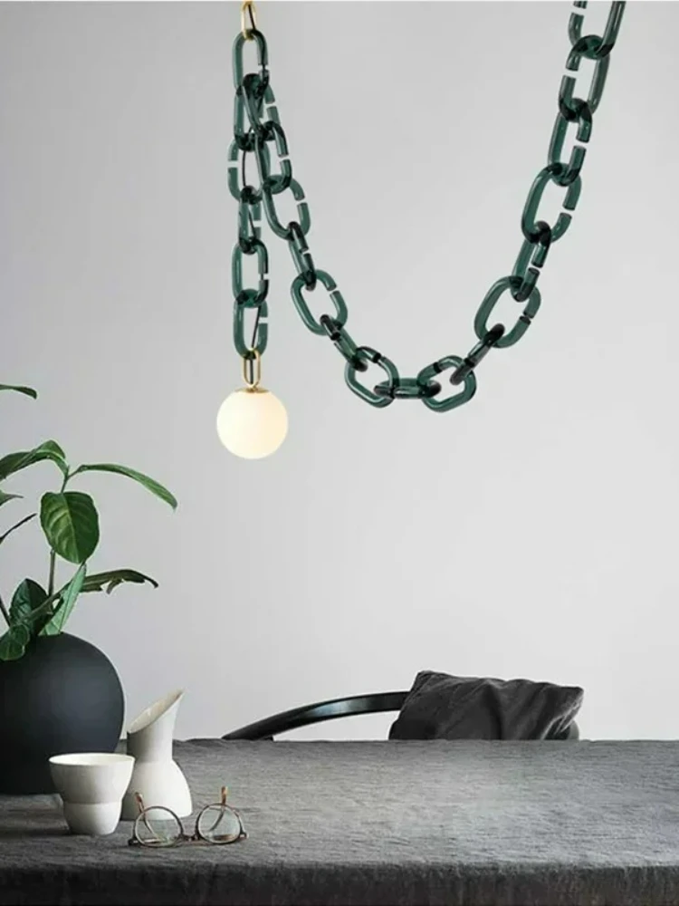 Moderne Schlichtheit Nordische LED-Pendelleuchte Bunte Ketten-Kunstlampe für Schlafzimmer Wohnzimmer Heimdekoration Kronleuchter