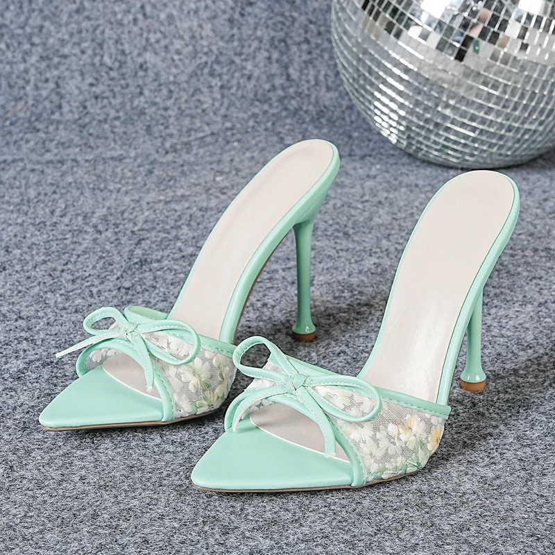 

Aneikeh 2026 Летние Сексуальные Тонкие Туфли на Высоком Каблуке с Вышивкой, Дышащие Сетчатые Туфли с Острым Носком, Женские Туфли для Выступлений и Банкетов