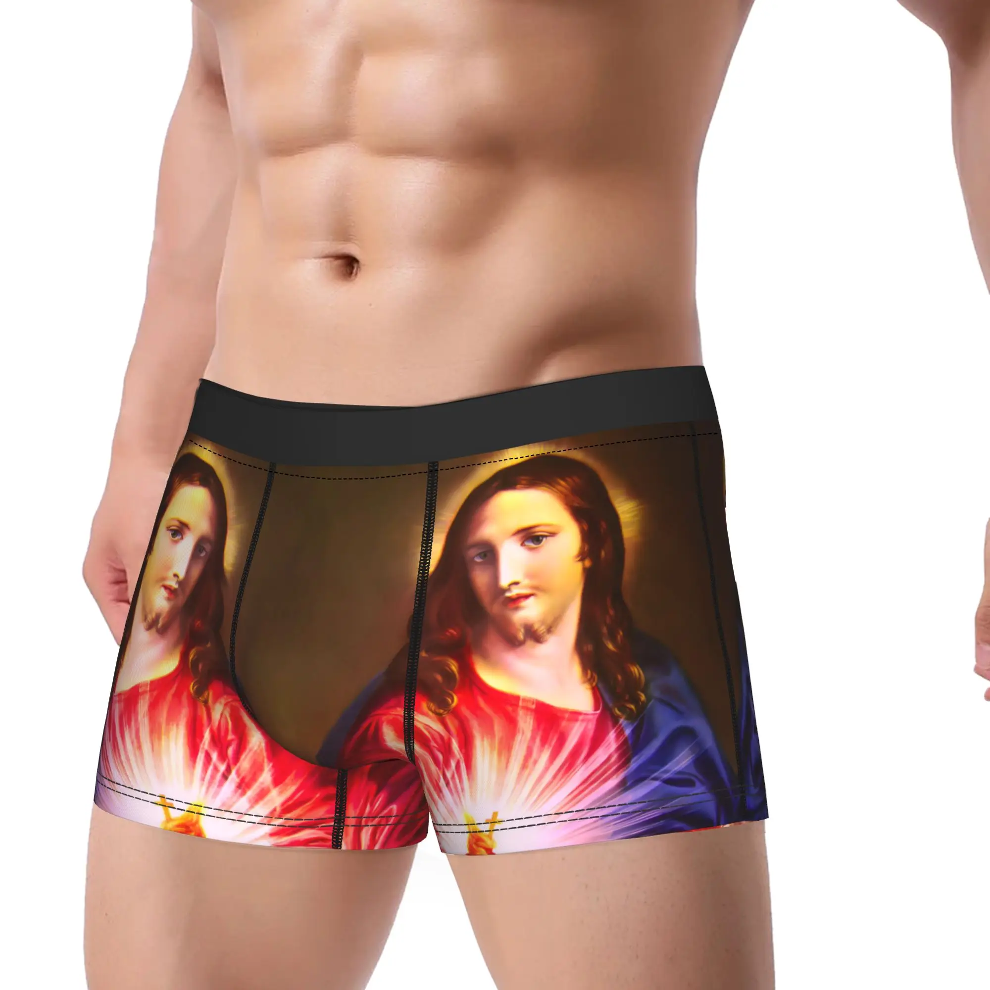 Catholic Sacred Heart of Jesus Men Boxer Shorts Ultra Soft Underwear Christianity  Underpants