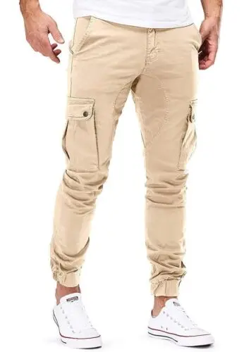 Pantaloni da lavoro da combattimento Cargo elasticizzati in vita da uomo pantaloni da jogging con risvolto tascabili pantaloni a matita con tasche Multiple da uomo pantaloni da uomo