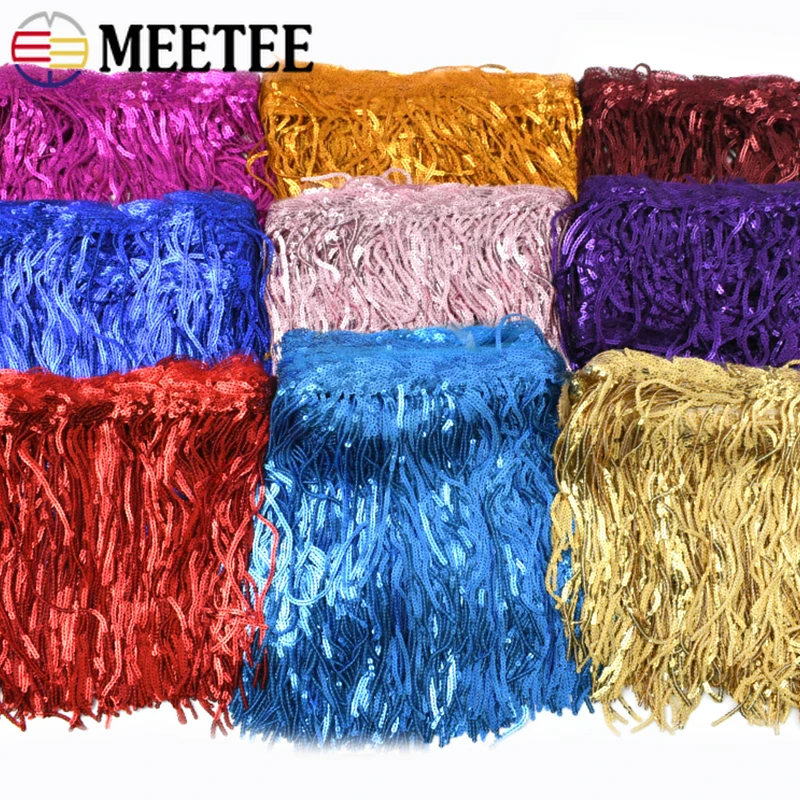 2-10Yards 20cm Sequin Tassel Fringe for Sewing Dance Dress Fringes Lace Trims Ribbon Tassels Fabric DIY Garment Accessories