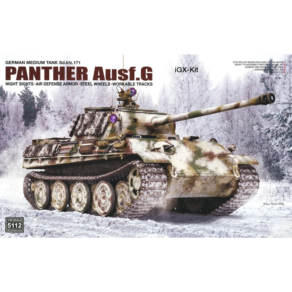 Rye Field 5112 1:35 Scale Sdkfz 171 Panther Ausf G Tank w/Night Sights / Air Defense Vehicle Plastic Assembly Model Building Kit