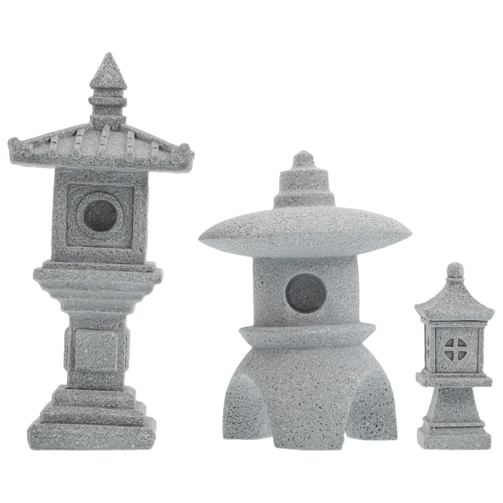 

3pcs Miniature Lantern Statues Asian Garden Decor Outdoor Japanese Style Pagoda Figurines Zen Micro Landscape