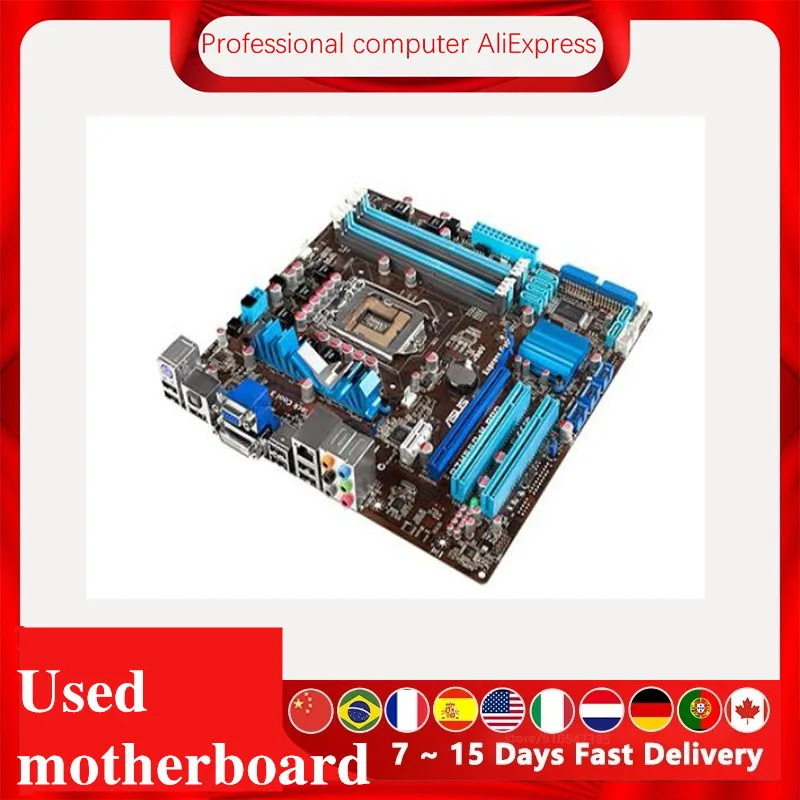 For ASUS P7H55D-M PRO Motherboard LGA 1156 DDR3 16GB For Intel H55 P7H55 Desktop Mainboard  SATA II PCI-E X16 Used AMI BIOS