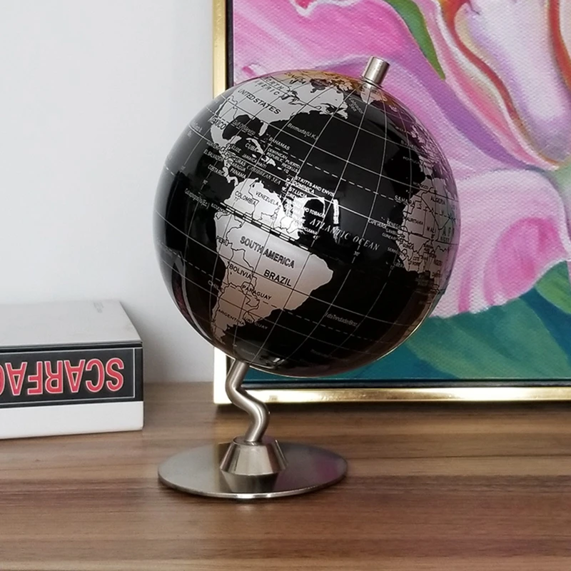 14cm World Globe Decoration Mapa Earth Globe Vintage Ornaments Metal World Globe Constellation Map Home Living Room Desk Decor