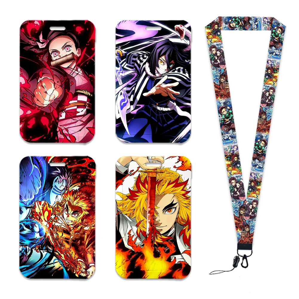 

Japanese Anime Kimetsu Lanyard For Keys Chain ID Credit Card Cover Bus Card Holder Charm Badge Holder