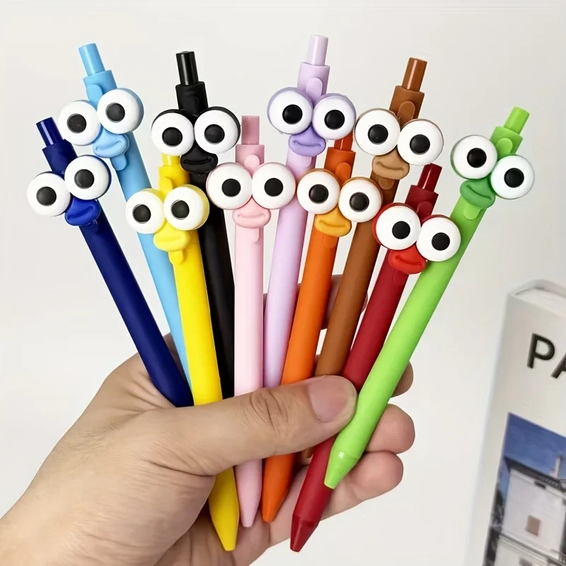 5/10/20 Stück Kreativer Großäugiger Clown-Kugelschreiber - Stiftkörper in Bonbonfarben mit Schwarzer Tinte, Elegantes Schreibwerkzeug Gelstift für die Schule – Detail 2