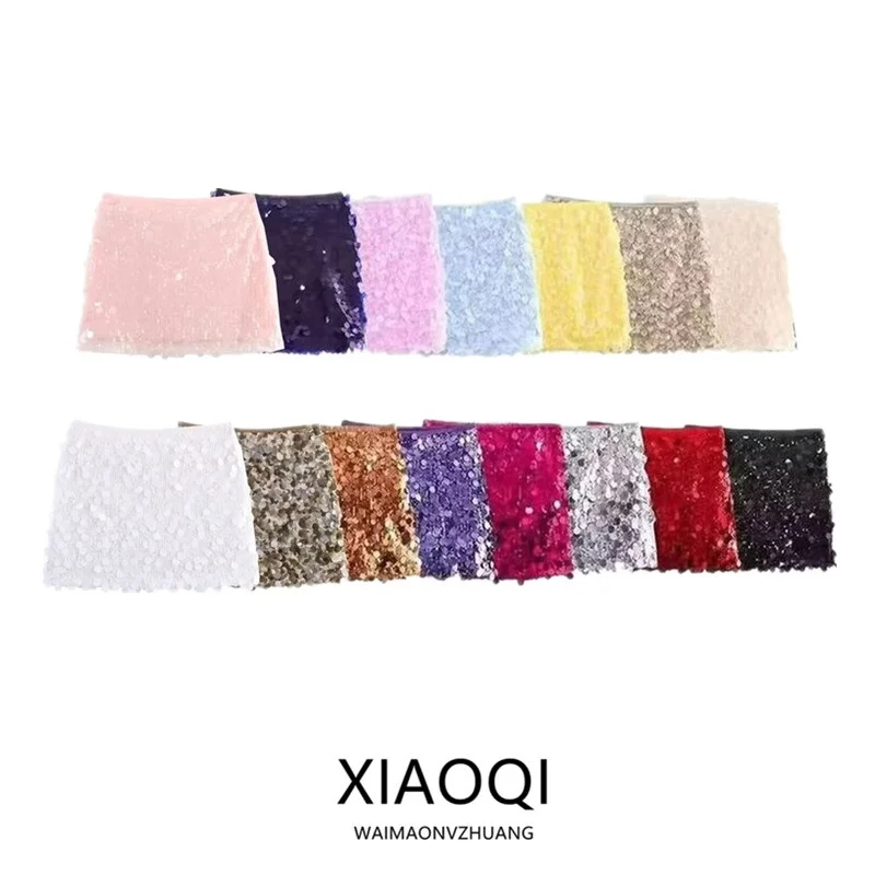 

Winter New High Waist iny Sequin Skirt Slim Fit ort Length f Body Skirt for Women Casual Sle Other Material
