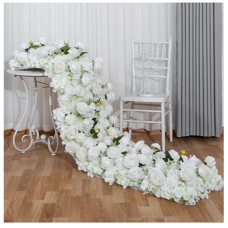 200x50CM Grüne Künstliche Rosenblumenreihe Hochzeitstischläufer Blumenwand-Hintergrund Schaufensterdekoration Outdoor-Event-Dekoration – Detail 8