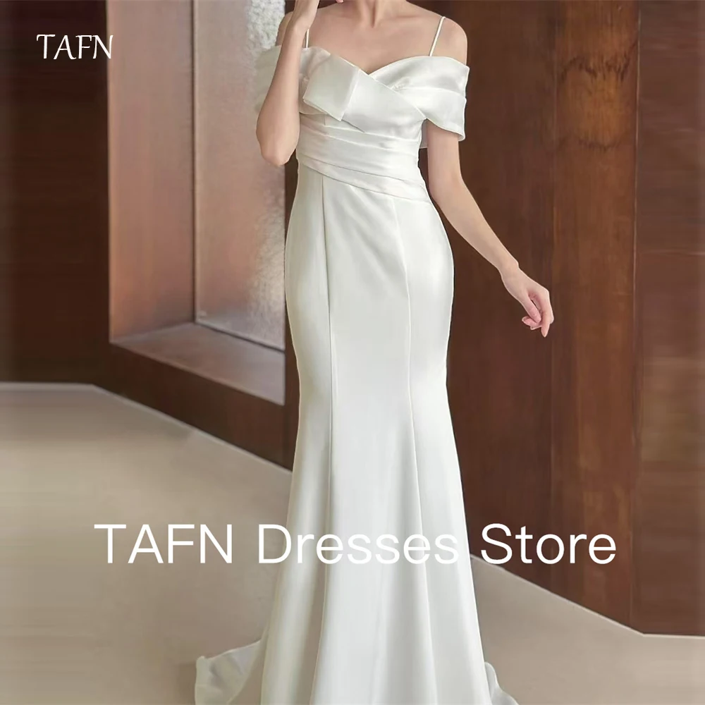 

TAFN Elegant Mermaid Wedding Dresses Korea Photo shoot Spaghetti Straps Floor Length Bridal Gowns Corset Back Mariage Customized