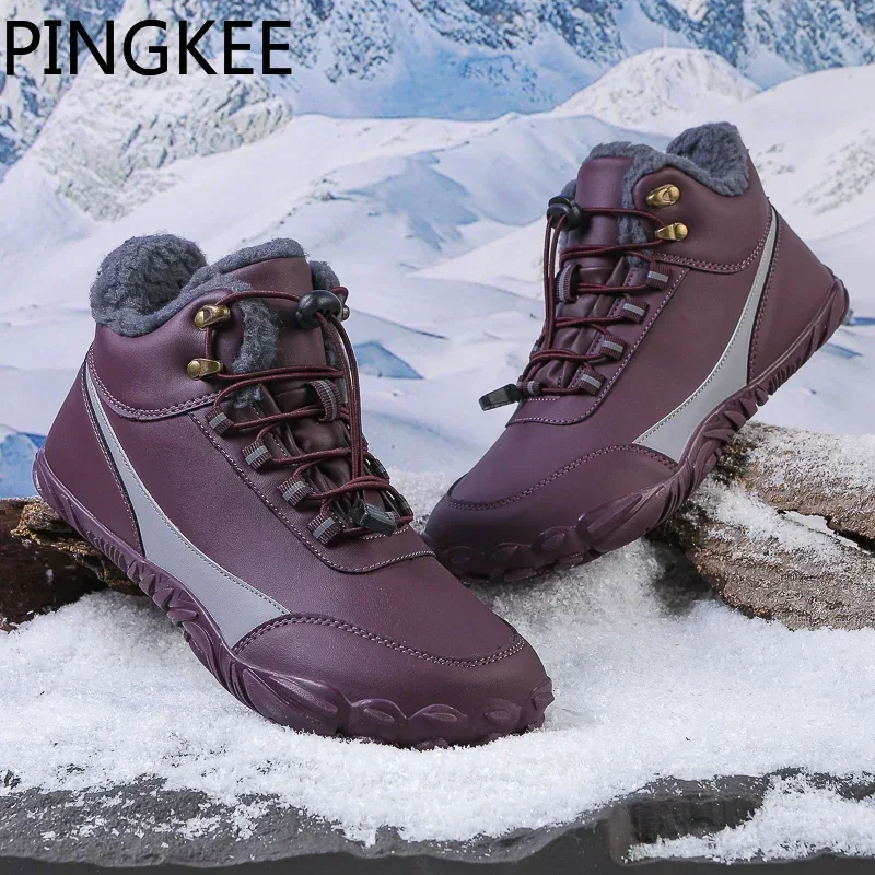 VENOCON PINGKEE Barefoot Shoes Men Women Wide ToeBox Winter Athletic Thermal Minimalist Sneakers Snow Boots Shoes Feet Footwear