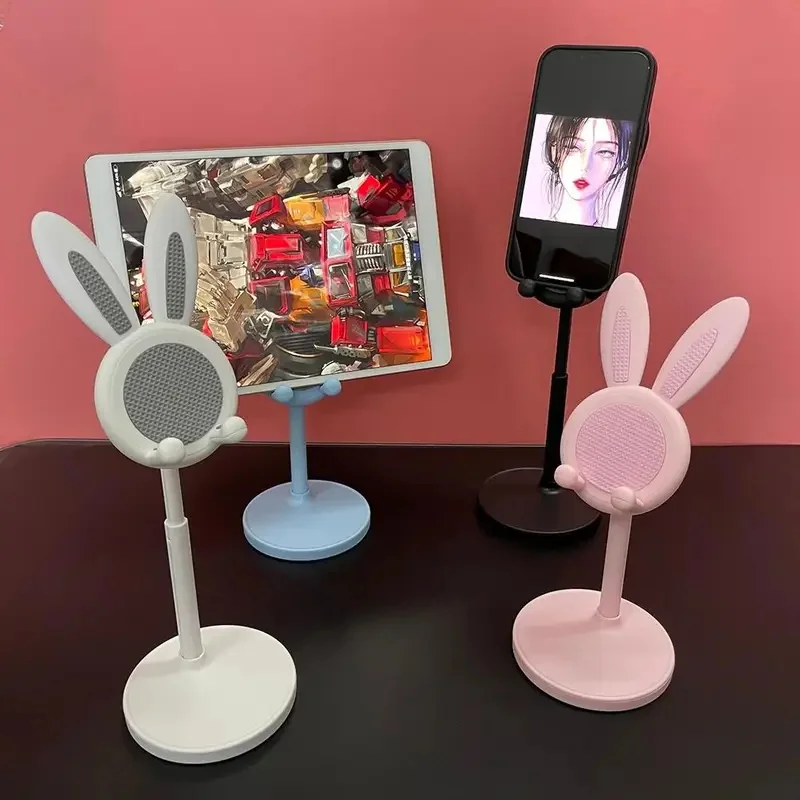 1/2/3/4Pcs Cute Rabbit Desktop Phone Stand Adjustable Liftable Lazy Bracket For Selfie Video Watching view 2