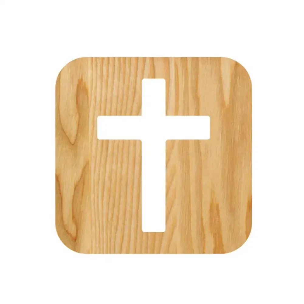 1Pc 3D Wooden Cross USB Night Light LED Table Lamp Novelty Kids Bedroom Coffee Shop Decoration Christian Gift Dropshipping