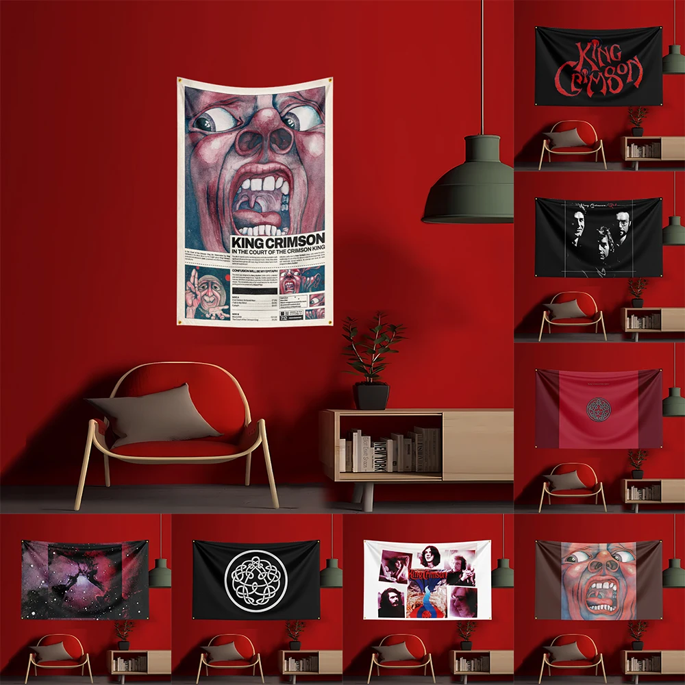 

3x5 Ft King Crimson Band Concert Flag Polyester Printed Cars Flags Banner Tapestry for Room Garage Decor Concert Flag