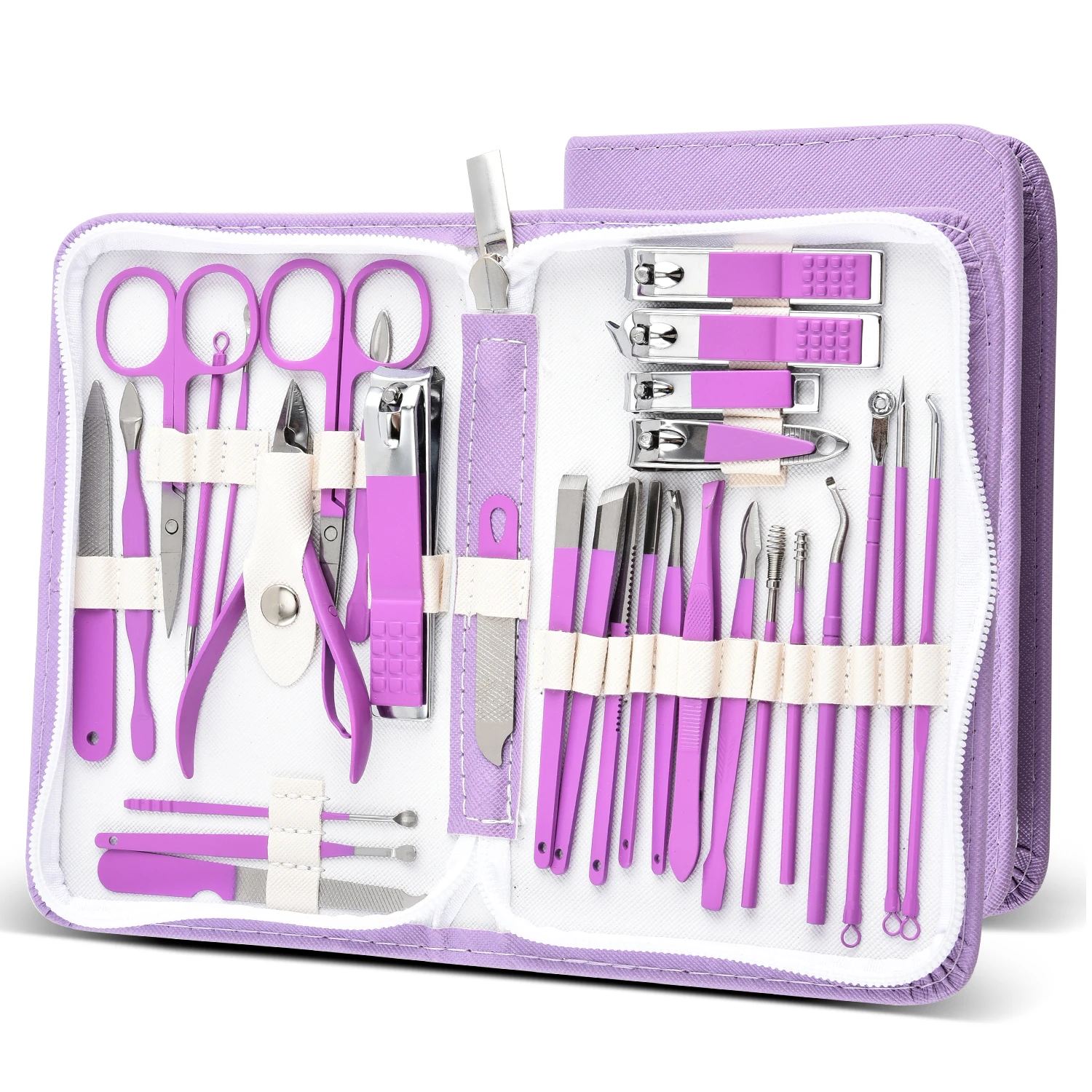 

30pcs Professional Nail Care Kit: Modern Design - Stainless Steel Manicure & Pedicure Tools with Elegant Travel Case